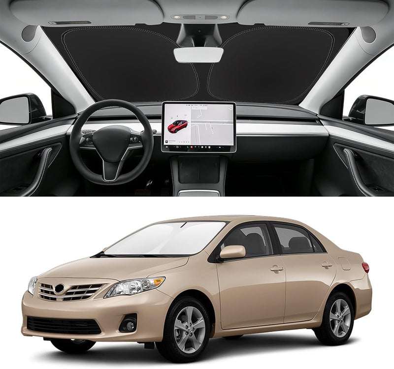 SLOGENTO Custom Fit Windshield Sun Shade for Toyota Corolla 2009-2013, Blocks UV & Heat, Front Window Sunshade, Easy Fold & Store - Image 1